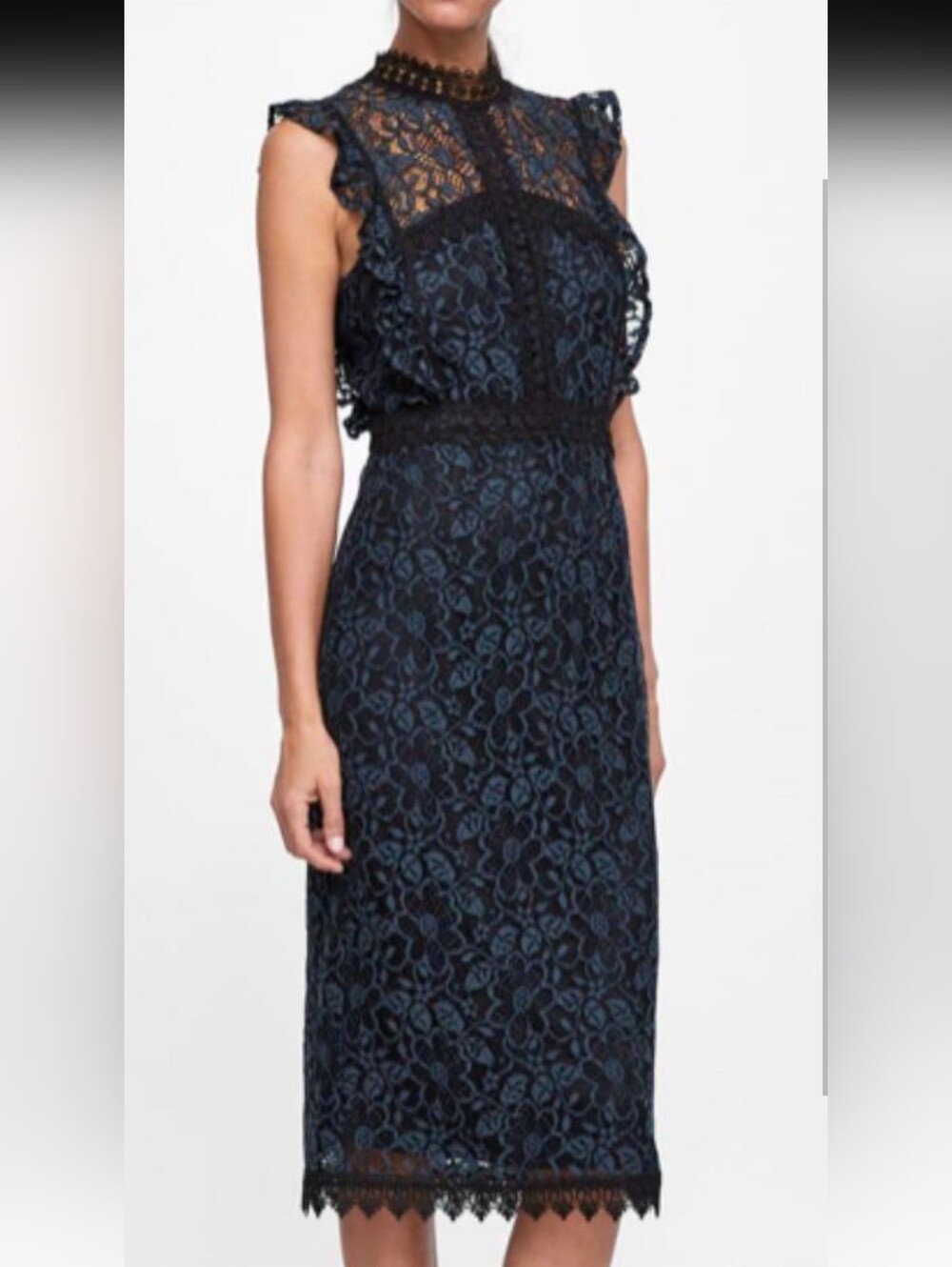 Zara Navy And Black Lace Dress